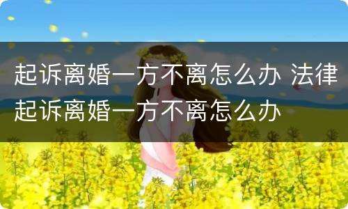 起诉离婚一方不离怎么办 法律起诉离婚一方不离怎么办