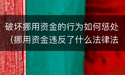 破坏挪用资金的行为如何惩处（挪用资金违反了什么法律法规）