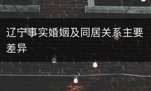 辽宁事实婚姻及同居关系主要差异