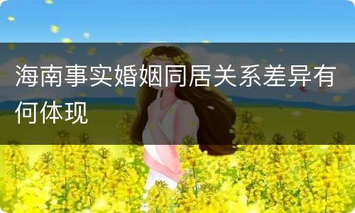 海南事实婚姻同居关系差异有何体现