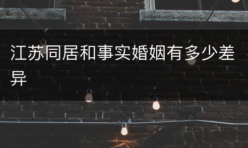 江苏同居和事实婚姻有多少差异