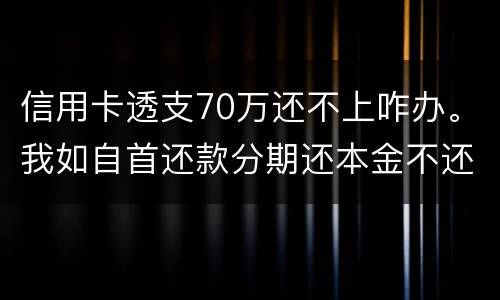 信用卡透支70万还不上咋办。我如自首还款分期还本金不还利息行吗