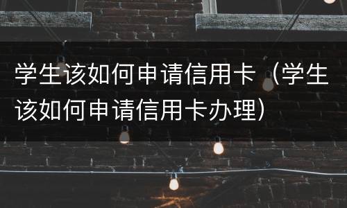 学生该如何申请信用卡（学生该如何申请信用卡办理）