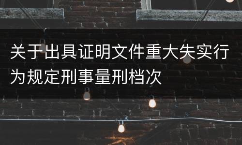关于出具证明文件重大失实行为规定刑事量刑档次