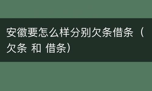 安徽要怎么样分别欠条借条（欠条 和 借条）