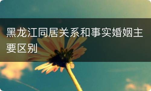 黑龙江同居关系和事实婚姻主要区别