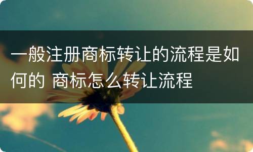 一般注册商标转让的流程是如何的 商标怎么转让流程
