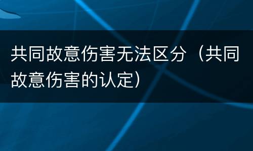 共同故意伤害无法区分（共同故意伤害的认定）