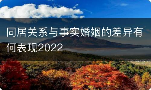 同居关系与事实婚姻的差异有何表现2022