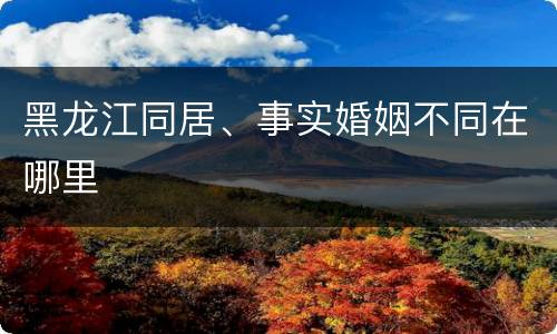 黑龙江同居、事实婚姻不同在哪里