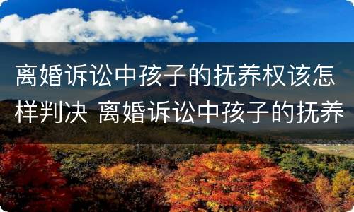 离婚诉讼中孩子的抚养权该怎样判决 离婚诉讼中孩子的抚养权该怎样判决呢
