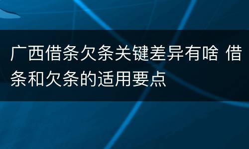 广西借条欠条关键差异有啥 借条和欠条的适用要点