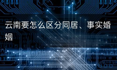 云南要怎么区分同居、事实婚姻