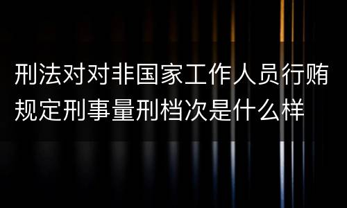 刑法对对非国家工作人员行贿规定刑事量刑档次是什么样