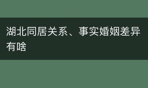 湖北同居关系、事实婚姻差异有啥