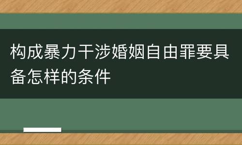构成暴力干涉婚姻自由罪要具备怎样的条件