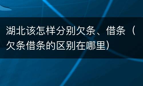 湖北该怎样分别欠条、借条（欠条借条的区别在哪里）