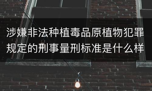 涉嫌非法种植毒品原植物犯罪规定的刑事量刑标准是什么样的