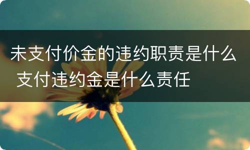 未支付价金的违约职责是什么 支付违约金是什么责任
