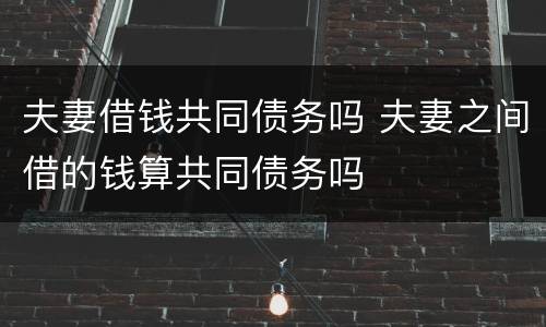 夫妻借钱共同债务吗 夫妻之间借的钱算共同债务吗