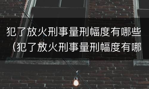 犯了放火刑事量刑幅度有哪些（犯了放火刑事量刑幅度有哪些影响）