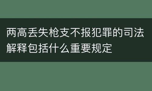 两高丢失枪支不报犯罪的司法解释包括什么重要规定