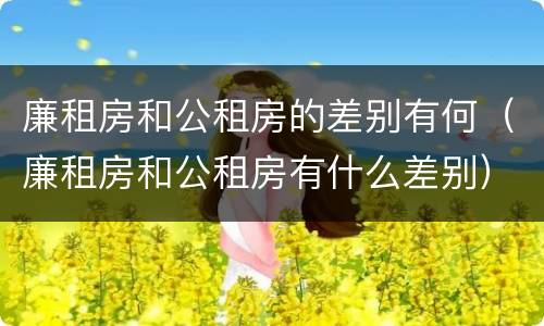 廉租房和公租房的差别有何（廉租房和公租房有什么差别）