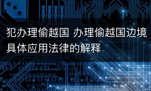 犯办理偷越国 办理偷越国边境具体应用法律的解释