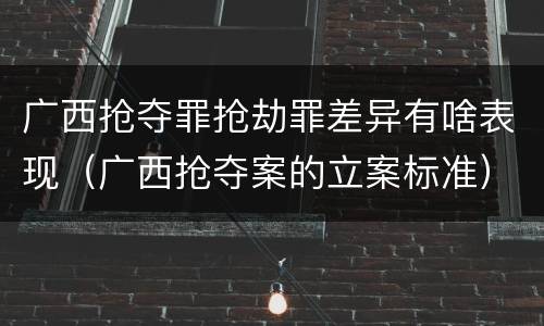 广西抢夺罪抢劫罪差异有啥表现（广西抢夺案的立案标准）
