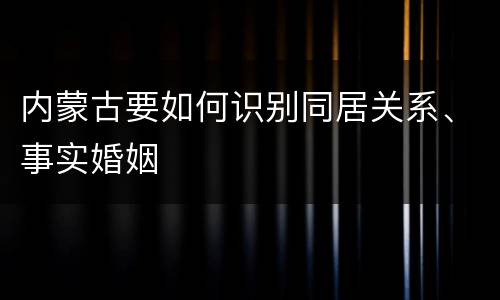 内蒙古要如何识别同居关系、事实婚姻