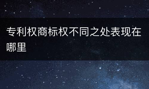专利权商标权不同之处表现在哪里
