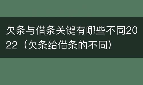 欠条与借条关键有哪些不同2022（欠条给借条的不同）