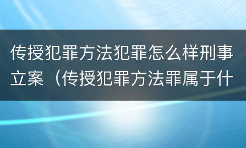 传授犯罪方法犯罪怎么样刑事立案（传授犯罪方法罪属于什么罪）
