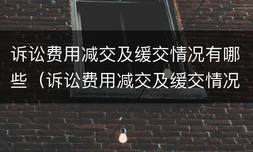 诉讼费用减交及缓交情况有哪些（诉讼费用减交及缓交情况有哪些）