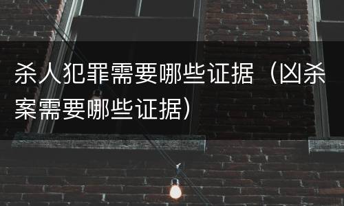 杀人犯罪需要哪些证据（凶杀案需要哪些证据）