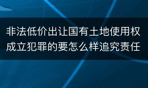 非法低价出让国有土地使用权成立犯罪的要怎么样追究责任
