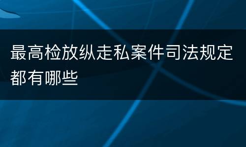 最高检放纵走私案件司法规定都有哪些
