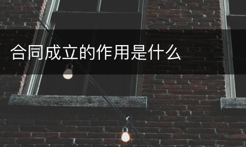 合同成立的作用是什么