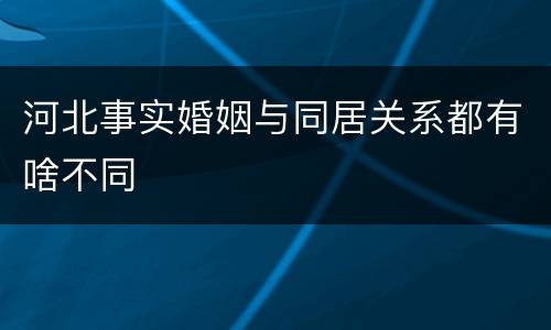 河北事实婚姻与同居关系都有啥不同