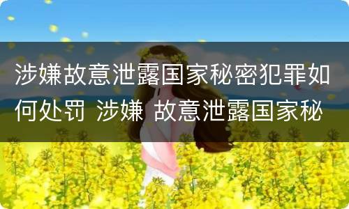 涉嫌故意泄露国家秘密犯罪如何处罚 涉嫌 故意泄露国家秘密罪