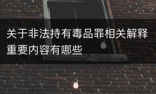 关于非法持有毒品罪相关解释重要内容有哪些