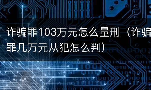 诈骗罪103万元怎么量刑（诈骗罪几万元从犯怎么判）