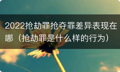 2022抢劫罪抢夺罪差异表现在哪（抢劫罪是什么样的行为）