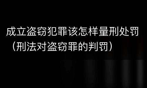 成立盗窃犯罪该怎样量刑处罚（刑法对盗窃罪的判罚）