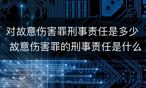 对故意伤害罪刑事责任是多少 故意伤害罪的刑事责任是什么