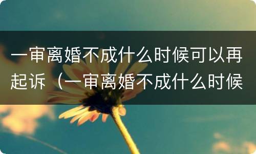 一审离婚不成什么时候可以再起诉（一审离婚不成什么时候可以再起诉一次）