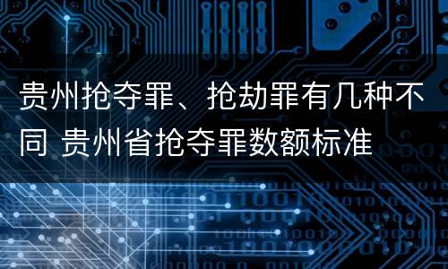 贵州抢夺罪、抢劫罪有几种不同 贵州省抢夺罪数额标准