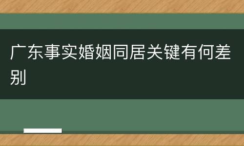 广东事实婚姻同居关键有何差别