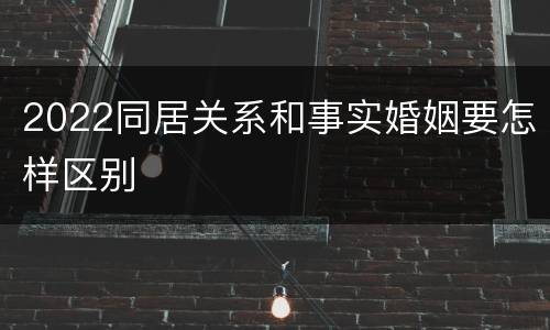 2022同居关系和事实婚姻要怎样区别