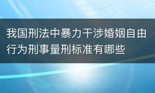 我国刑法中暴力干涉婚姻自由行为刑事量刑标准有哪些